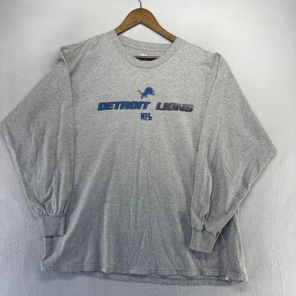 Vintage Detroit Lions Shirt men's 2XL Gray Spellout Graphic Retro Throwback Logo